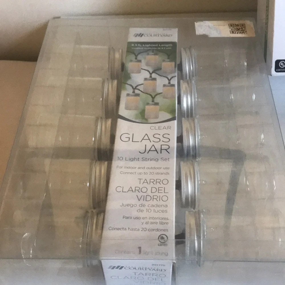 Lot of 2 string light sets. Clear Glass Jar Set and Multicolor Lantern